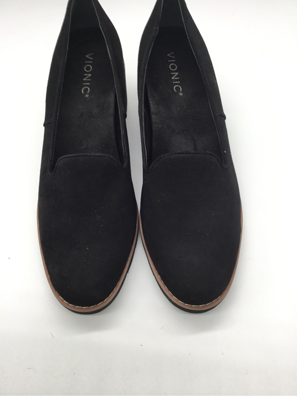 Vionic Black Suede Willa Wedge Platform Loafer Size 9.5 - Picture 3 of 6
